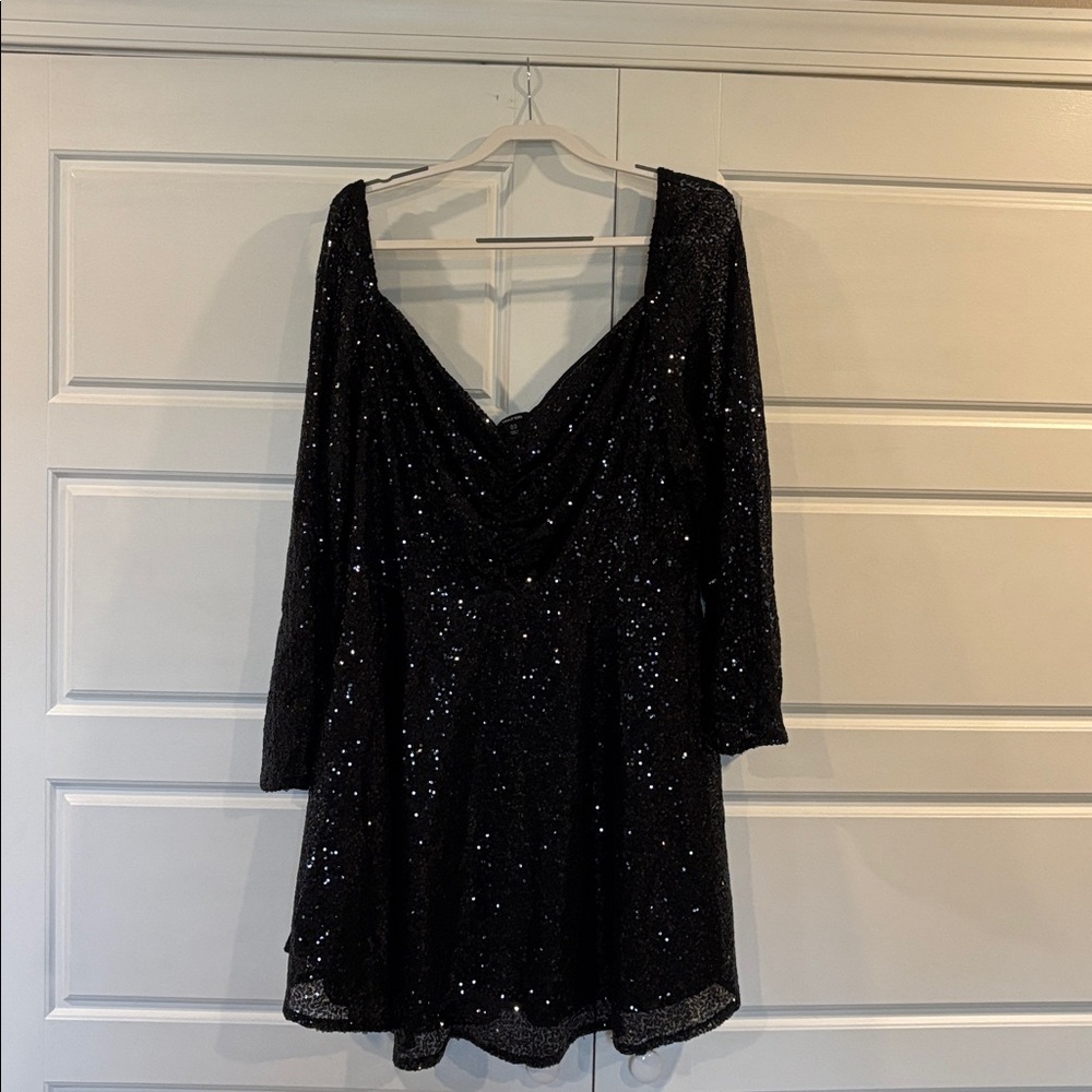 Boohoo Black Sequin Party Dress